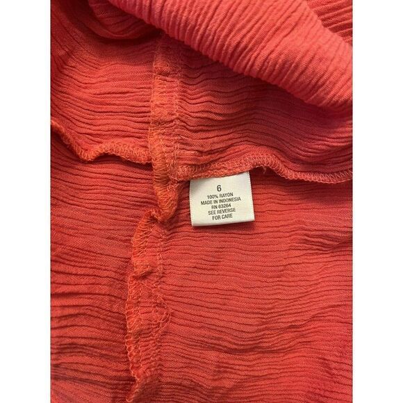 Dressbarn Size 6 Crepe Ankle Length Dress Tiered Ruffle Maxi Coral Sleeveless - Picture 4 of 4